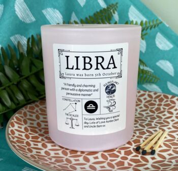 Personalised Libra Horoscope Star Sign Candle, 2 of 11