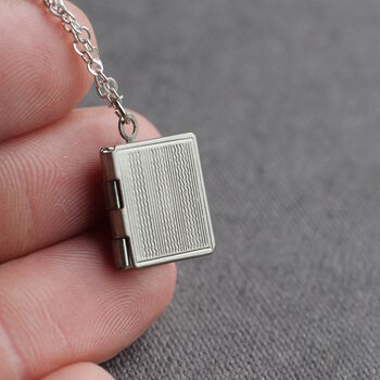 Silver Stripe Book Locket Necklace, 3 of 8