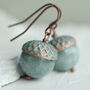 Storm Blue Jade Acorn Earrings, thumbnail 1 of 12