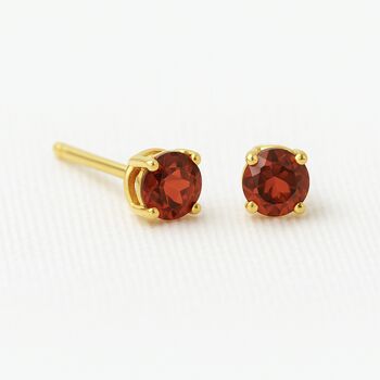 9ct Gold January Garnet Birthstone Stud Earrings, 3 of 5