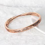 Live, Laugh, Love Message Bangle Rose Gold Plated, thumbnail 4 of 5
