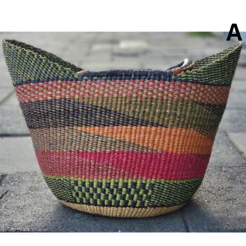 Natural And Green Handwoven Market Basket, 2 of 6