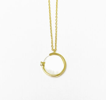 Pearl Disc With Star Gold Vermeil Necklace, 3 of 4
