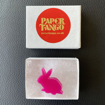 Pink Bunny Rabbit Acrylic Brooch, 3 of 3