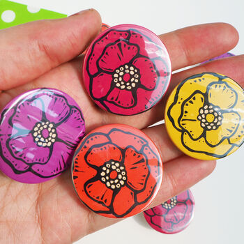 70s Vintage Style Anemone Flower Badge Set, 5 of 7