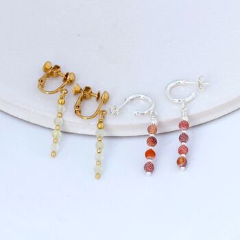 Precious Stone Drop Earrings On Hoops, 7 of 10