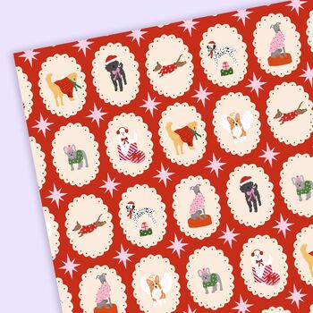 5x, 10x Christmas Dogs Wrapping Paper Sheets, 4 of 4