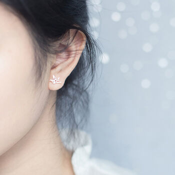 Sterling Silver Origami Crane Stud Earrings, 2 of 6