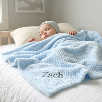 Personalised Blue Waffle Blanket Elephant Comforter Set, 2 of 10