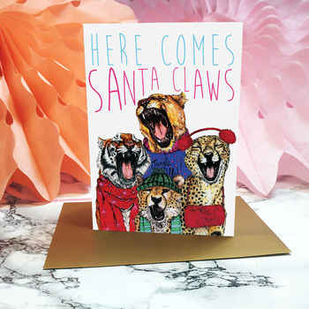 Caroling Cats 'Santa Claws' Christmas Card, 2 of 3