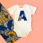 Personalised African Print Letter Baby Bodysuit, thumbnail 6 of 8