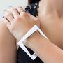 Geometric Square Chunky Sterling Silver Bangle, thumbnail 4 of 5
