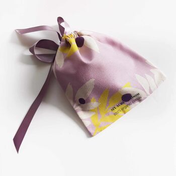 Lemon/Lilac Mistletoe Organic Cotton Christmas Pouch, 7 of 8