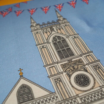 King Charles Coronation Westminster Abbey Tea Towel, 2 of 7