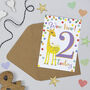 Giraffe 2nd Birthday Card, thumbnail 1 of 2