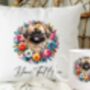 Personalised Pekingese Summer Floral Dog Wreath Cushion And Mug Gift Bundle, thumbnail 1 of 4