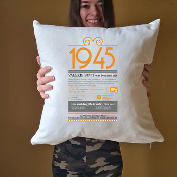 Personalised 80th Birthday Gift 1945 Cushion, 4 of 9