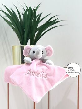 Personalised Name Elephant Comforter Super Soft Toy, 6 of 6