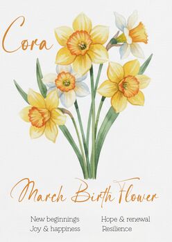March Birth Flower Letterbox Gift – Fresh Flower Bouquet With Personalised Ribbon And Print, 4 of 4
