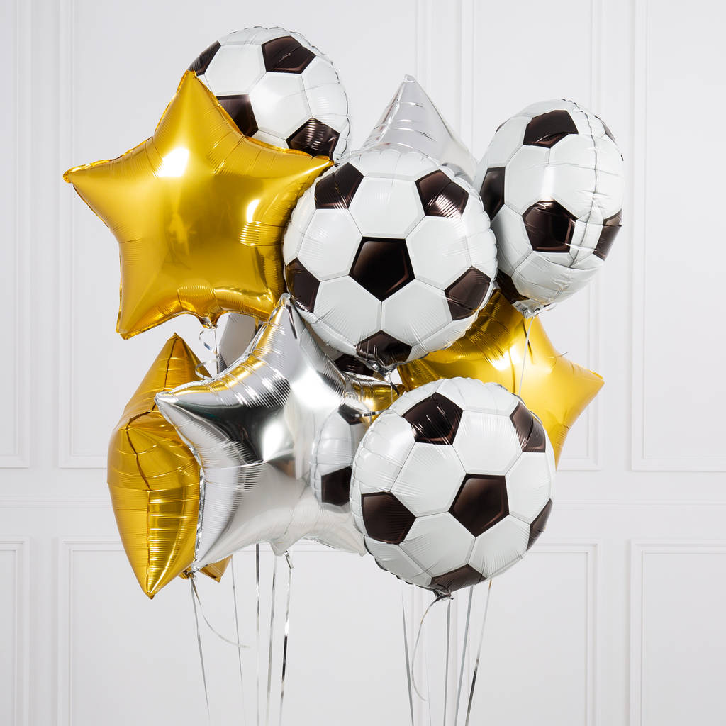 inflated football foil balloon bunch by bubblegum balloons