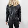 Ladies Black Leather Biker Jacket, thumbnail 2 of 8