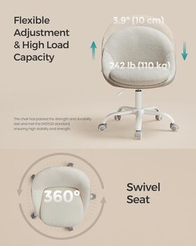 Office Chair Swivel Foam Padding Cotton Linen Fabric, 4 of 7
