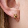 Gold Plated Red Nose Reindeer Christmas Earrings, thumbnail 1 of 3