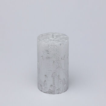 G Decor Adelle Silver Veil Signature Waxwork Pillar Candle In Frosted Metallic Grey, 4 of 5