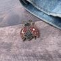 Mystical Ladybird, Ladybug Bettle Enamel Pin, Celestial Moon And Star, thumbnail 4 of 4