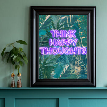 Custom Positive Affirmations Neon Jungle Text Art Print, 3 of 6