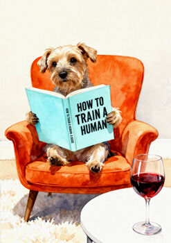 Your Own Dog Reading Book Wall Art Print, Customise Colours And Book Title, 9 of 12