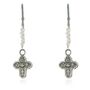 Wdts Tiny Cross And Pearl Drop Earrings, thumbnail 2 of 4