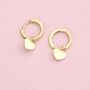 Gold Modern Heart Huggie Hoop Earrings, thumbnail 2 of 8