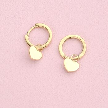 Gold Modern Heart Huggie Hoop Earrings, 2 of 8