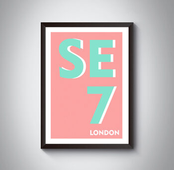 Se7 Charlton London Postcode Typography Print, 4 of 5