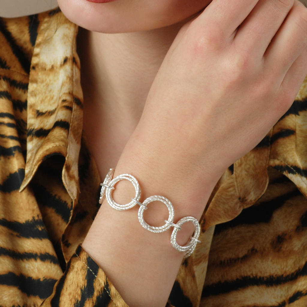 Personalised Silver Or Gold Textured Rings Bracelet By Penelopetom