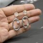 Rose Quartz, Moonstone Silver Earrings, thumbnail 3 of 3