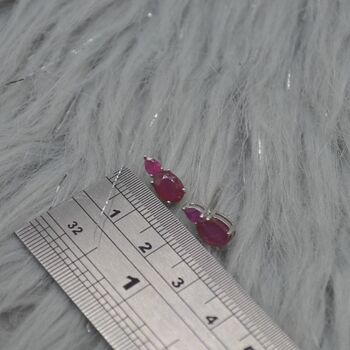 Ruby Silver Stud Earrings, July Birthstone Jewelry, 5 of 8