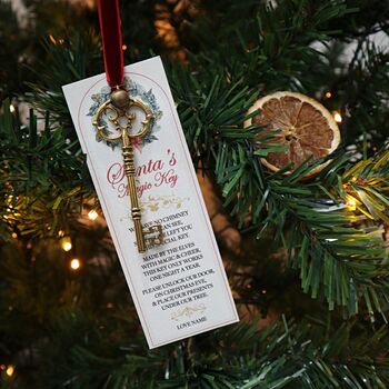 Santa Claus Magic Key Personalised Christmas Eve Box Tree Decoration Hanging Ornament, 3 of 9