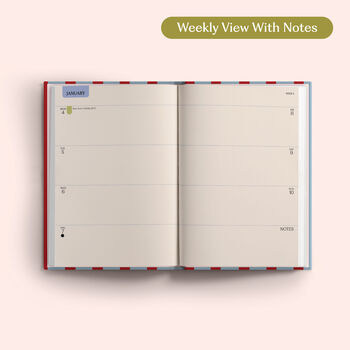 2027 Diary | A5 Hardcover Week To View | Red And Blue Stripe, 6 of 8