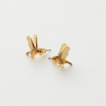 Fable Enamel Flying Robin Stud Earrings, 2 of 5
