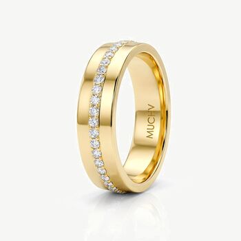 Women's Thick Ring With Stones In 18k Gold, 2 of 3