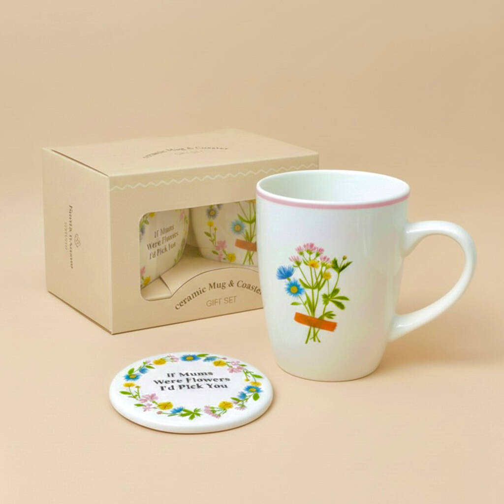 Floral Mug And Coaster Gift Set For Mum, 1 of 12