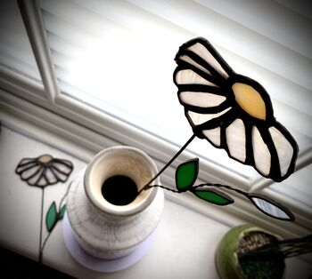 Daisy White Stained Glass Faux Flower Stem, 3 of 6