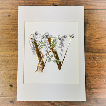 W Is For Wisteria Illuminated Botanical Print, 3 of 6