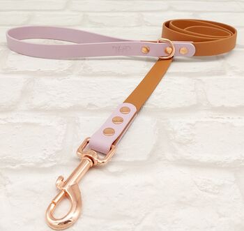 Waterproof Dog Collar And Lead Set Light Brown/Lilac, 3 of 3