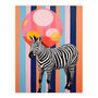 Party Animal Zebra Fun Bright Striped Wall Art Print, thumbnail 6 of 6