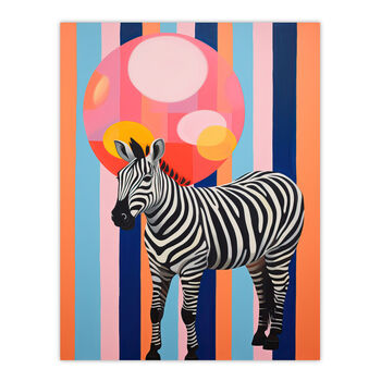 Party Animal Zebra Fun Bright Striped Wall Art Print, 6 of 6