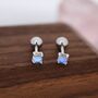 Tiny Moonstone Screw Back Earrings In Sterling Silver, thumbnail 5 of 9