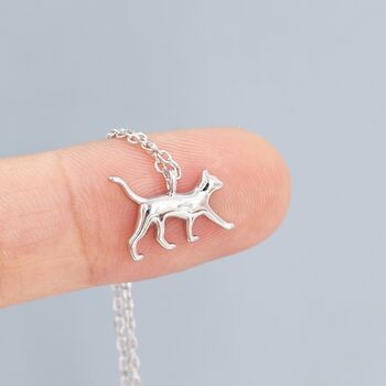 Cat Pendant Necklace In Sterling Silver, 8 of 12